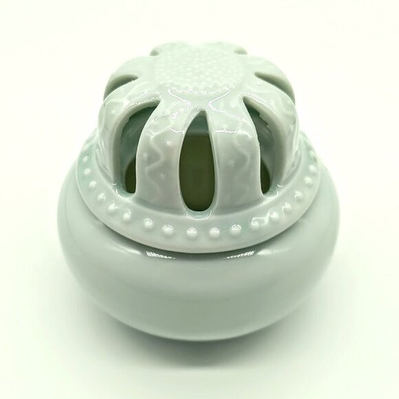 Celadon Green Porcelain Reticulated Round Covered Jar - Picture 2 of 5